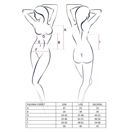 Корсет-сорочка с пажами Passion PALOMA CORSET S/M, white, трусики, полупрозрачный || Корсет-сорочка з пажами Passion PALOMA CORSET S/M, white, трусики, напівпрозорий || Corset chemise spazhami PALOMA CORSET white S/M Passion, panties, semi-transparent