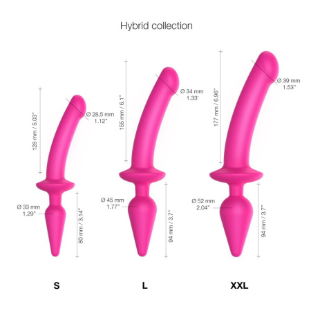 Анальная пробка с дилдо 2в1 Strap-On-Me SWITCH PLUG-IN DILDO Fuchsia L, диаметр 4,5/3,4 см || Анальна пробка з дилдо 2в1 Strap-On-Me SWITCH PLUG-IN DILDO Fuchsia L, діаметр 4,5/3,4 см || 