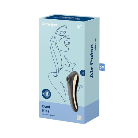 Вакуумный стимулятор с вибрацией Satisfyer Dual Kiss Black || Вакуумний стимулятор з вібрацією Satisfyer Dual Kiss Black || Vacuum stimulator with vibration Satisfyer Dual Kiss Black