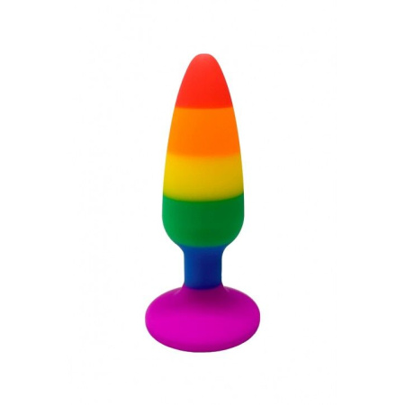Силиконовая анальная пробка Wooomy Hiperloo Silicone Rainbow Plug S, диаметр 2,4 см, длина 9 см || Силіконова анальна пробка Wooomy Hiperloo Silicone Rainbow Plug S, діаметр 2,4 см, довжина 9 см || 
