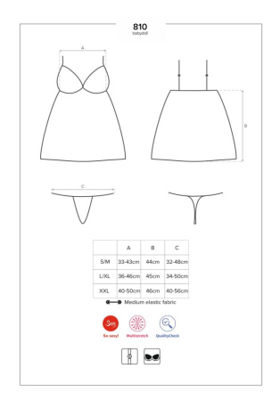 Сатиновый пеньюар с кружевом Obsessive 810-BAB-2 babydoll & thong S/M, белый, пеньюар, танга || Сатиновий пеньюар із мереживом Obsessive 810-BAB-2 babydoll & thong S/M, білий, пеньюар, танга || Satinovyy peignoir with lace Obsessive 810-BAB-2 babydoll & thong S/M, white, peignoir, ivannes