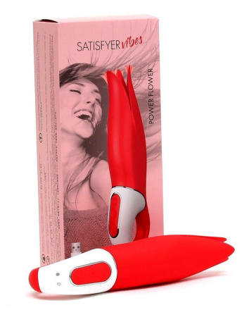 Мощный вибратор Satisfyer Vibes Power Flower с нежными трепещущими лепестками, 12 режимов работы || Потужний вібратор Satisfyer Vibes Flower Power з ніжними тремтливими пелюстками, 12 режимів роботи || Vibrator variable Satisfyer Vibes Power Flower