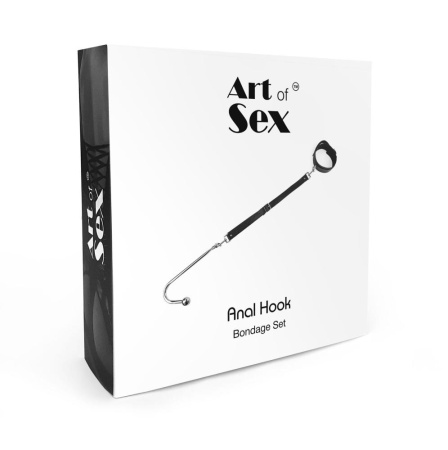 Анальный крюк 4 с ошейником из натуральной кожи Art of Sex - Anal hook, Черный || Анальний гак 4 із нашийником з натуральної шкіри Art of Sex - Anal hook, Чорний || Anal hook with collar from natural skin Art of Sex - Anal hook, Black