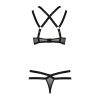 Комплект белья Passion Exclusive HAGAR SET L/XL, black, стрэпы, трусики и лиф || Комплект білизни Passion Exclusive HAGAR SET L/XL, black, стрепи трусики та ліф || Linen Set Hagar Set Black L / XL - Passion Exclusive: Strugs, Panties and Lifts