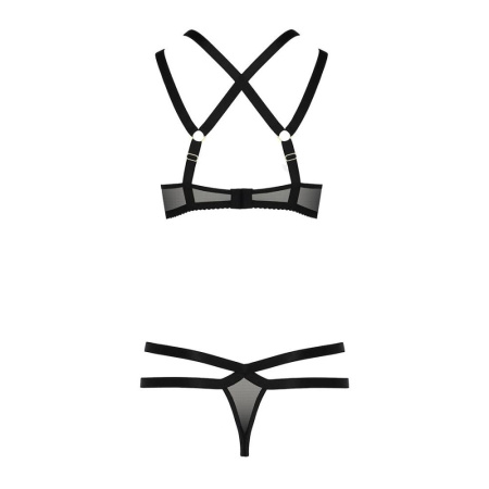 Комплект белья Passion Exclusive HAGAR SET L/XL, black, стрэпы, трусики и лиф || Комплект білизни Passion Exclusive HAGAR SET L/XL, black, стрепи трусики та ліф || Linen Set Hagar Set Black L / XL - Passion Exclusive: Strugs, Panties and Lifts