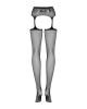 Сетчатые чулки-стокинги с кружевным поясом Obsessive Garter stockings S307 XL/XXL, черные || Сітчасті панчохи-стокінги з мереживним поясом Obsessive Garter stockings S307 XL/XXL, чорні || Mesh chulki-stokingi with bodice belt Obsessive Garter stockings S307 XL/XXL, black, imitation