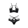 Комплект белья Passion Exclusive NAVEL SET XXL/XXXL, black, трусики и лиф с элементами под латекс || Комплект белья Passion Exclusive NAVEL SET XXL/XXXL, black, трусики и лиф с элементами под латекс || Set lingerie NAVEL SET black XXL/XXXL - Passion Exclusive: panties and bodice with elements under latex