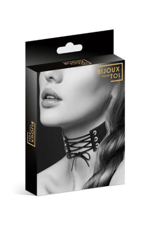 Чокер со шнуровкой Bijoux Pour Toi - LACET, экокожа || Чокер зі шнурівкою Bijoux Pour Toi - LACET, екошкіра || Choker with lacing Bijoux Pour Toi - LACET, eco-leather