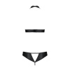 Комплект открытый топ и трусики из эко-кожи с люверсами Passion MALWIA SET Open Bra XXL/XXXL black || Комплект відкритий топ та трусики з екошкіри з люверсами Passion MALWIA SET OpenBra XXL/XXXL, black || Set: open top and panties from eco-leather with eco Malwia Set with Open Bra black XXL/XXXL