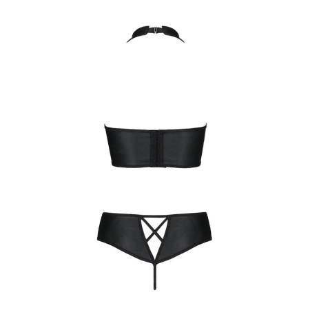 Комплект из эко-кожи Passion NANCY BIKINI L/XL, black, бра и трусики с имитацией шнуровки || Комплект з еко-шкіри Passion NANCY BIKINI L/XL, black, бра та трусики з імітацією шнурівки || Set from eco-leather Nancy Bikini black L/XL - Passion, 5xl and panties with imitation lacing