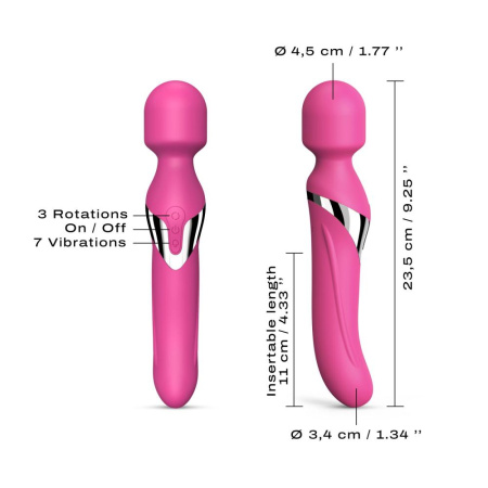 Вибромассажер 2в1 Dorcel Dual Orgasms Magenta классический массажер и вибратор с жемчужным массажем || Вібромасажер 2в1 Dorcel Dual Orgasms Magenta класичний масажер і вібратор з перлинним масажем || Massager with rotary Dorcel Dual Orgasms Magenta