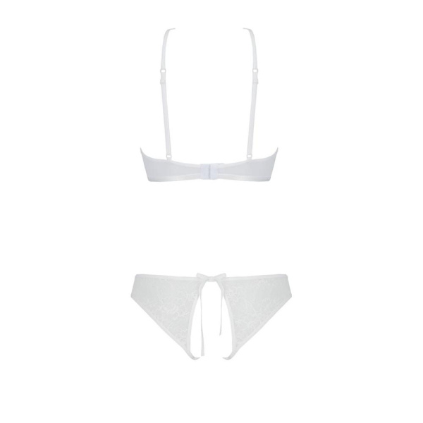 Комплект из бра, трусиков с ажурным декором и открытым шагом Passion URSULA SET S/M, white