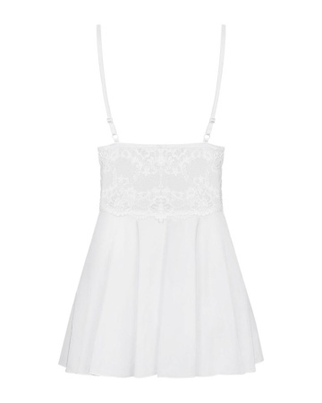 Сатиновый пеньюар с кружевом Obsessive 810-BAB-2 babydoll & thong S/M, белый, пеньюар, танга || Сатиновий пеньюар із мереживом Obsessive 810-BAB-2 babydoll & thong S/M, білий, пеньюар, танга || Satinovyy peignoir with lace Obsessive 810-BAB-2 babydoll & thong S/M, white, peignoir, ivannes