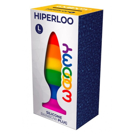 Силиконовая анальная пробка Wooomy Hiperloo Silicone Rainbow Plug L, диаметр 3,9 см, длина 13,1 см || Силіконова анальна пробка Wooomy Hiperloo Silicone Rainbow Plug L, діаметр 3,9 см, довжина 13,1 см || 