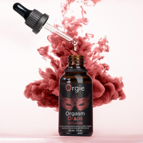 Возбуждающие капли для клитора Orgie Orgasm Drops Kissable, 30 мл, тепло-холод, вкус яблока