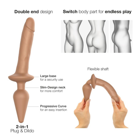 Анальная пробка с дилдо 2в1 Strap-On-Me SWITCH PLUG-IN REALISTIC DILDO Caramel S, диаметр 3,3/2,9 см || Анальна пробка з дилдо 2в1 Strap-On-Me SWITCH PLUG-IN REALISTIC DILDO Caramel S, діаметр 3,3/2,9 см || 