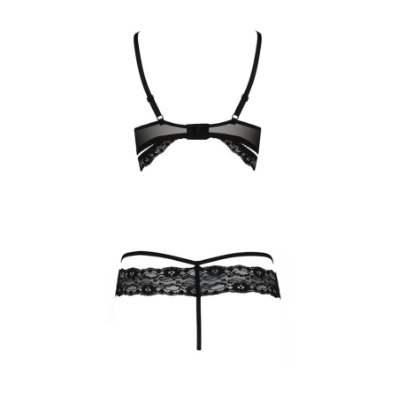 Комплект белья Passion Exclusive SARIA SET OpenBra L/XL, black, стрэпы, откртый лиф, стринги || Комплект білизни Passion Exclusive SARIA SET OpenBra L/XL, black, стрепи, відкритий ліф, стрінги || Set lingerie SARIA SET OpenBra black L/XL - Passion Exclusive: strugs, open bodice, thong