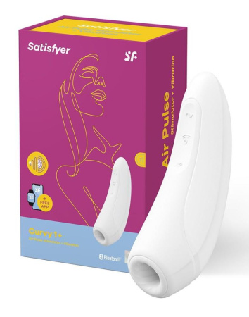 Вакуумный клиторальный стимулятор Satisfyer Curvy 1+ White с управлением через интернет || Вакуумний кліторальний стимулятор Satisfyer Curvy 1+ White з керуванням через інтернет || Vacuum stimulator clitoris with couple with smartphone Satisfyer Curvy 1+ White