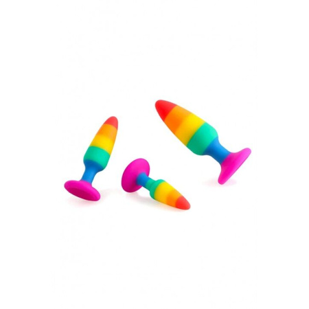 Силиконовая анальная пробка Wooomy Hiperloo Silicone Rainbow Plug S, диаметр 2,4 см, длина 9 см || Силіконова анальна пробка Wooomy Hiperloo Silicone Rainbow Plug S, діаметр 2,4 см, довжина 9 см || 