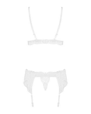 Кружевной комплект белья Obsessive 810-SEG-1 L/XL White, бюстгальтер, стринги, пояс для чулок || Мереживний комплект білизни Obsessive 810-SEG-1 L/XL White, бюстгальтер, стрінги, пояс для панчіх || Lace lingerie set with ObsESIVE 810-Seg-1L/XL belt, white, bra, string, string, belt for