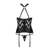Сетчатый комплект с узором Passion HIMA CORSET L/XL, black, корсет с халтером, подвязки, трусики || Сітчастий комплект з візерунком Passion HIMA CORSET L/XL black корсет з халтером, підв'язки, трусики || Mesh set with pattern Hima Corset black L/XL - Passion, corset with halter, garters, panties