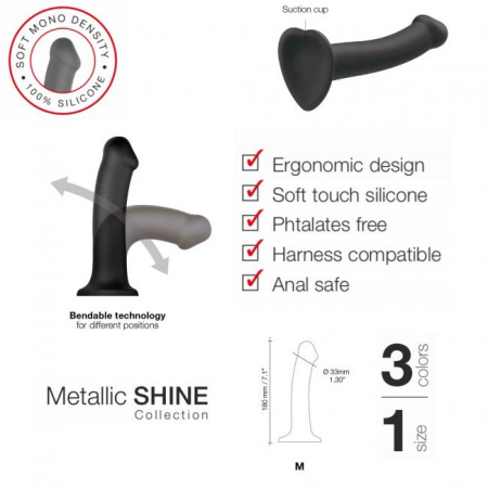 Насадка для страпона Strap-On-Me Mono Density Dildo Blue M, диам. 3,3см, однослойный силикон, гибкий || Насадка для страпону Strap-On-Me Mono Density Dildo M Blue, діам. 3,3 см, одношаровий силікон, гнучк || Dildo sleeve for denim Strap-On-Me Mono Density Dildo Blue M, 18x3,3cm