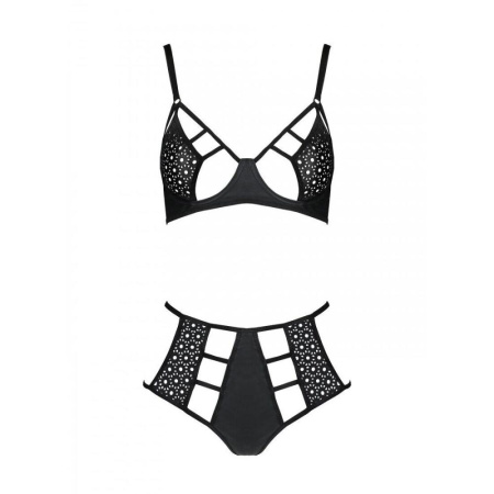Распродажа!!! Комплект из эко-кожи Passion Tamaris Set black XXL/XXXL, бюстгальтер и трусики || Розпродаж!!! Комплект з екошкіри Passion Tamaris Set black XXL/XXXL, бюстгальтер та трусики || Set from eco-leather: bra and panties with perforated Tamaris Set black XXL/XXXL — Passion